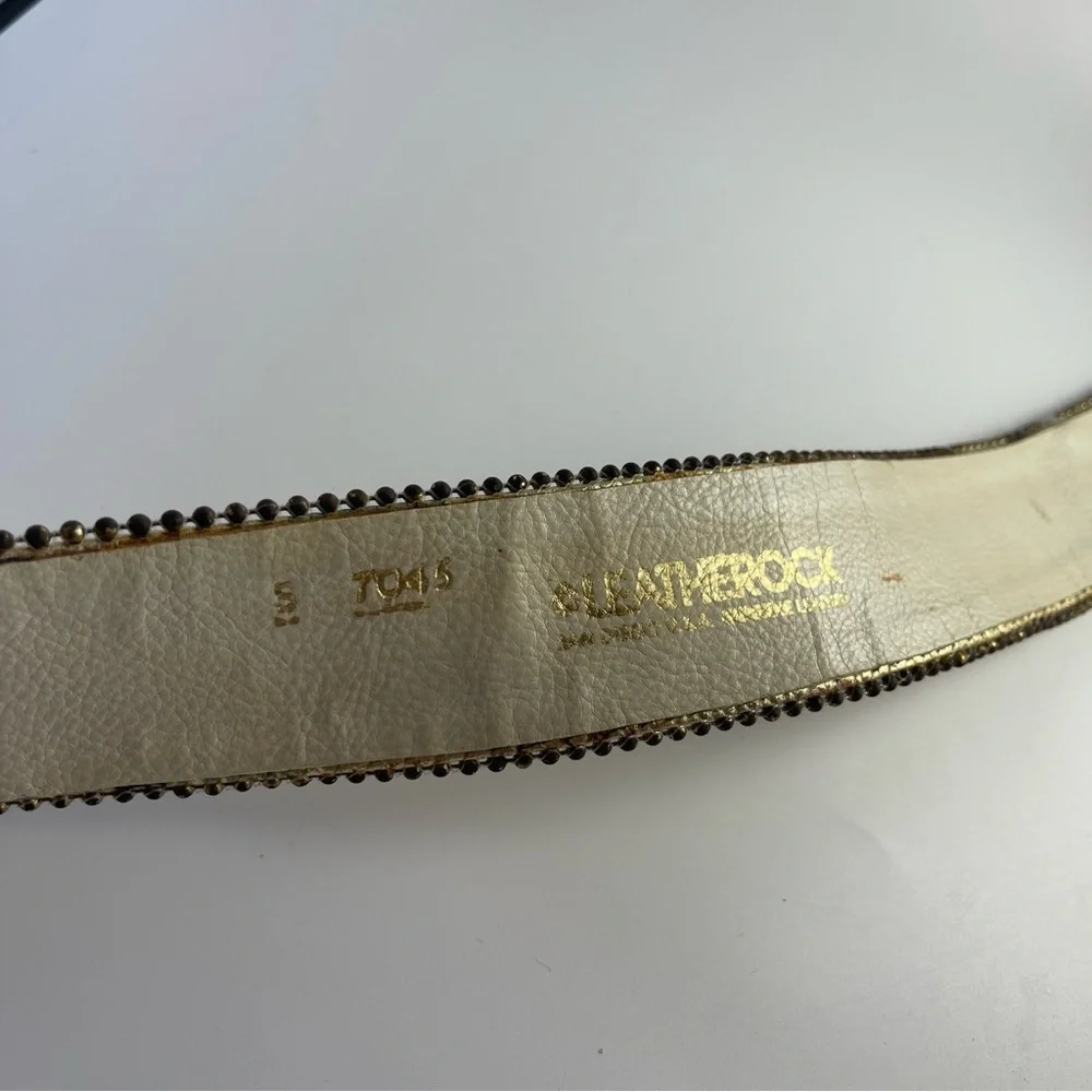 Leatherock Vintage Jeweled Gold Leather Rhinestone Belt Size S - Picture 7 of 16